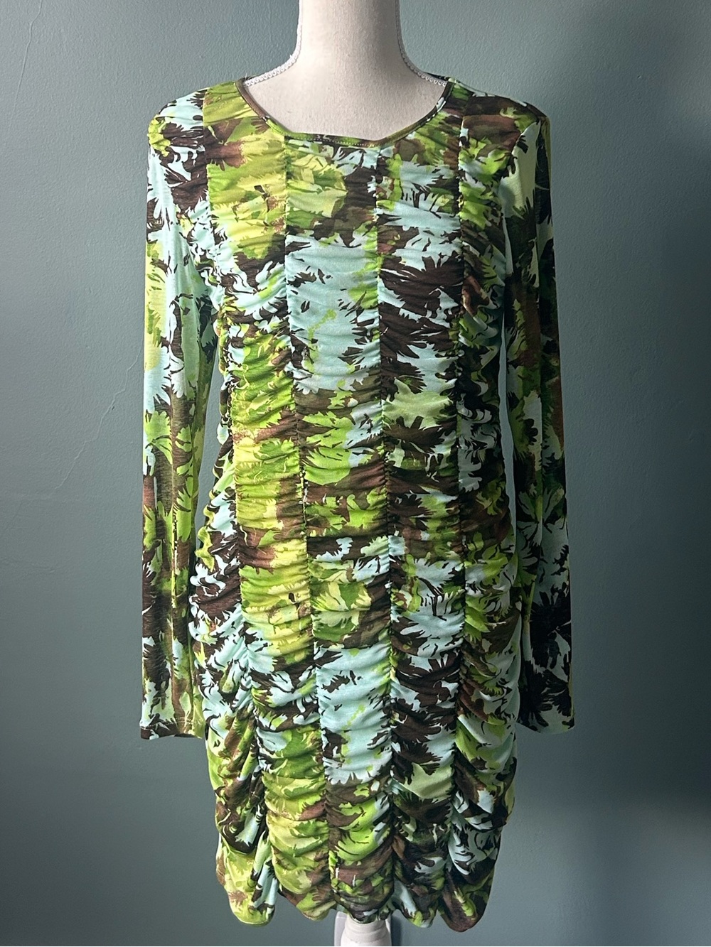 Future Collective Ruched Long Sleeve Dress